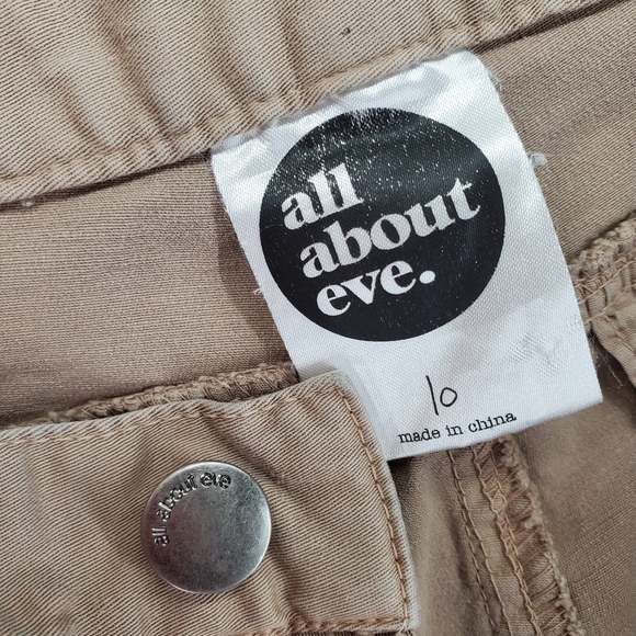 All About Eve Capri Pants Womens 10 Khaki Hi Rise Bareback Stretch (29x24.5) - Picture 2 of 13